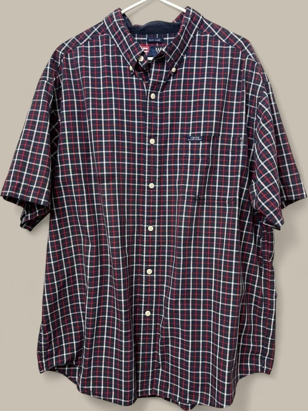 Ralph Lauren Men's Navy and Red Plaid Shirt